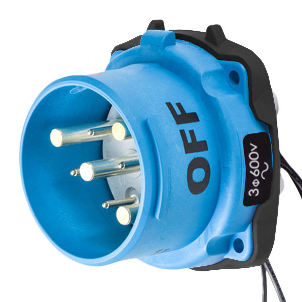 33-68143-264-4X - DS60 INLET POLY BLUE SIZE 4 TYPE 4X 3P+G 60A 600 VAC 60 Hz +4 AUX TYPE 4X WATERTIGHTNESS
